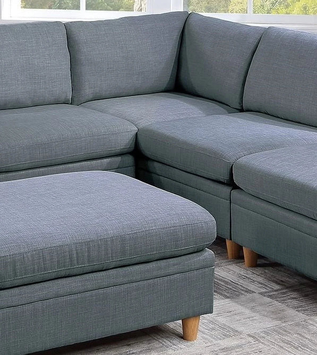 6pc Modular Sectional Sofa Set Steel Gray W4189