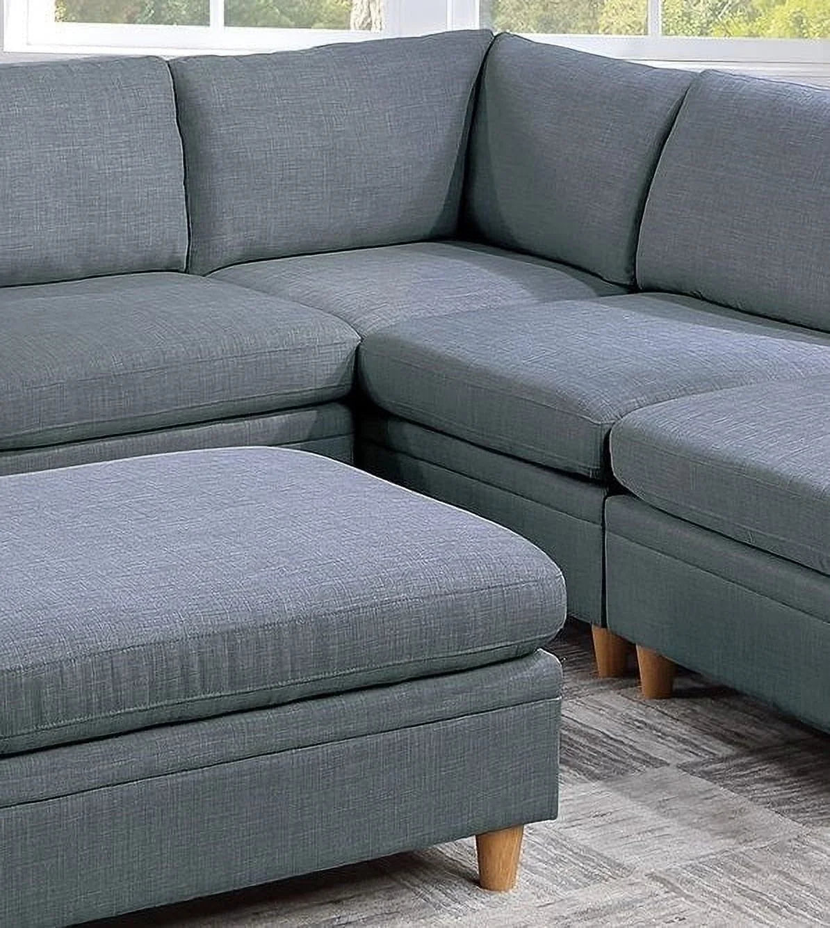 6pc Modular Sectional Sofa Set Steel Gray W4189
