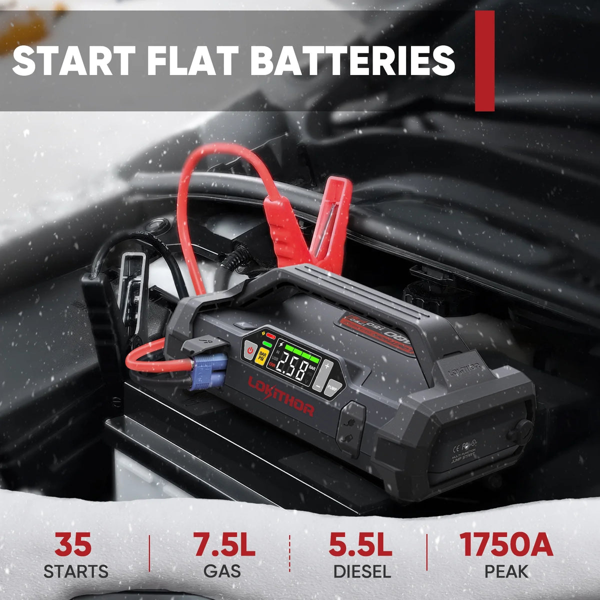1750A 12V Jump Starter with Air Compressor and 150PSI Digital Tire Inflator F8092
