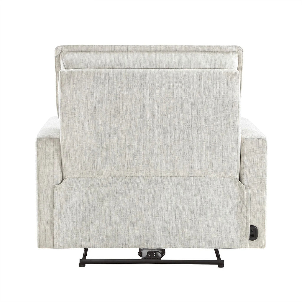 White Fabric Power Reclining Chair with Power Headrest G28516