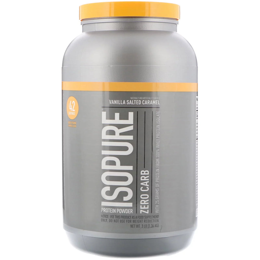 Zero Carb Whey Protein Isolate Powder Vanilla Salted Caramel 3 lb B328615