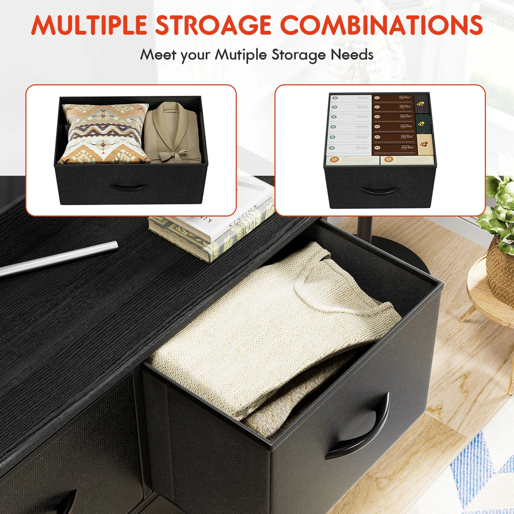 Black 5 Drawer Fabric Dresser T16799