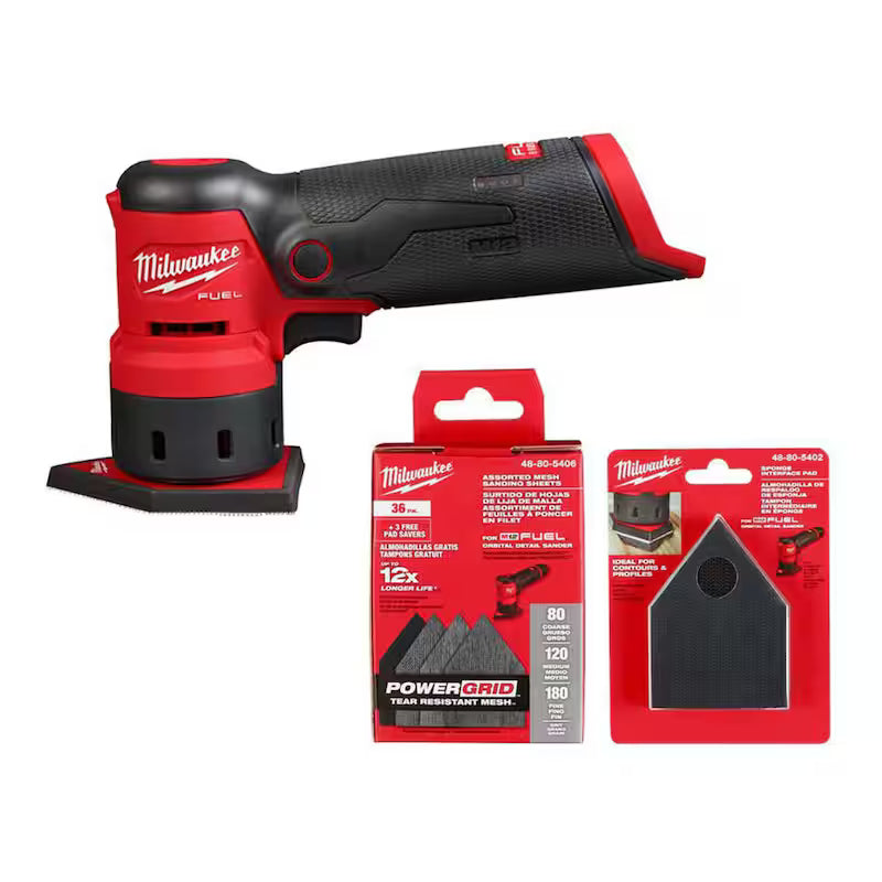 12V Cordless Orbital Detail Sander with Sanding Sheets & Sponge Pad O13946