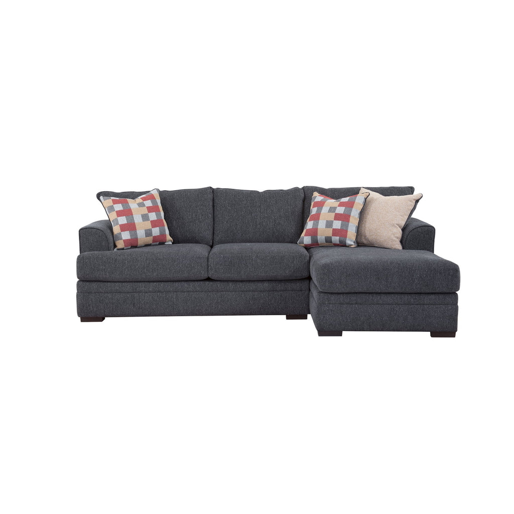 Charcoal Two Piece Sectional Sofa with Three Throw Pillows R4627