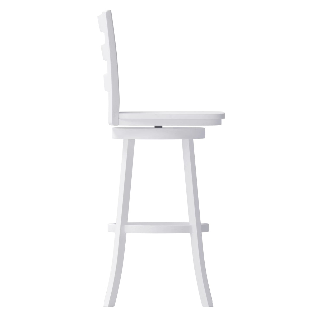 30" Antique White Swivel Bar Height Stool with Wood Seat and Footrest T9284