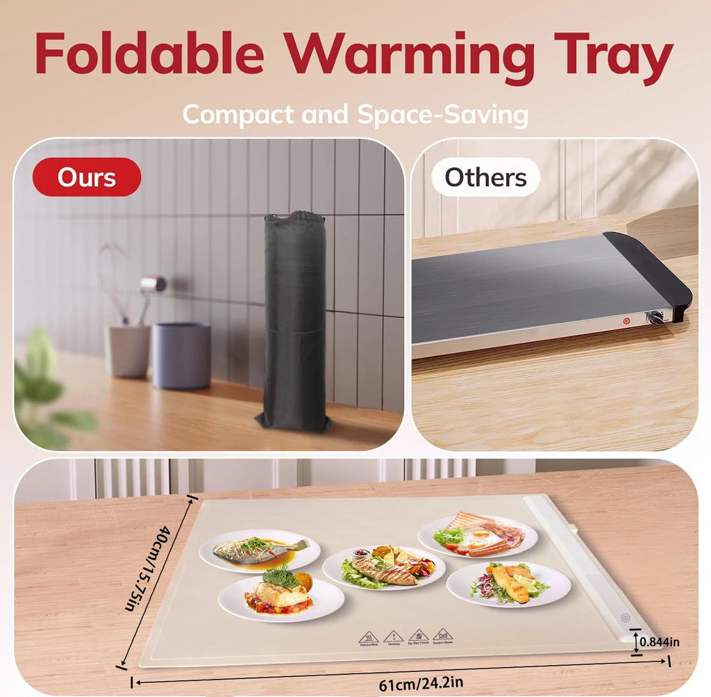 White Adjustable Temperature Foldable Electric Warming Tray H52250