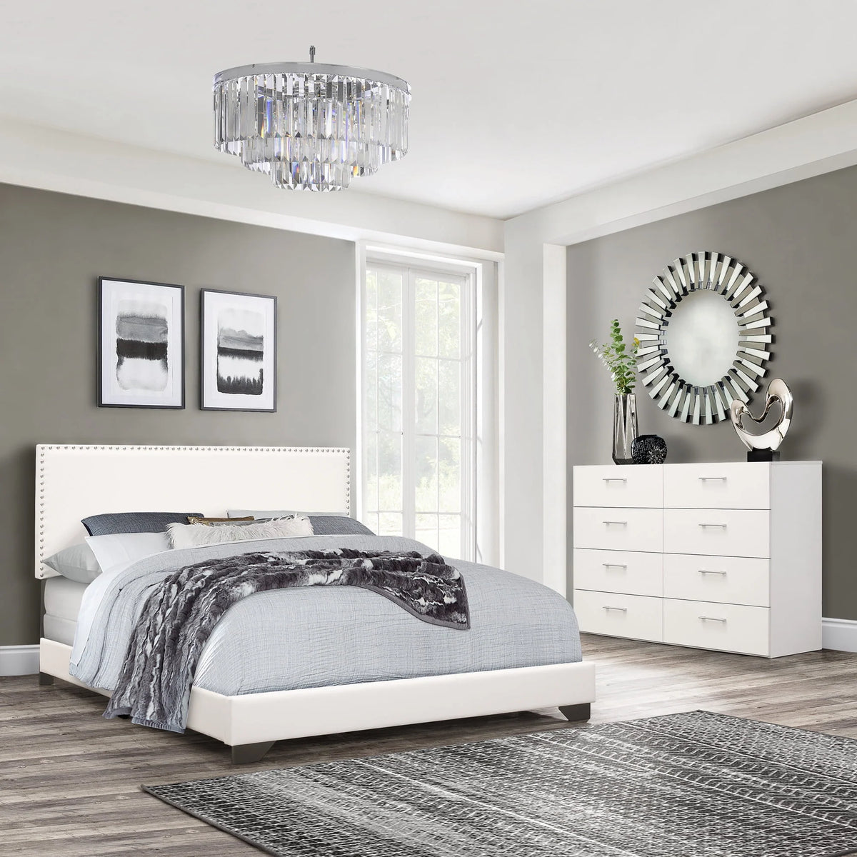 Charcoal Faux Leather Queen Bed D348350