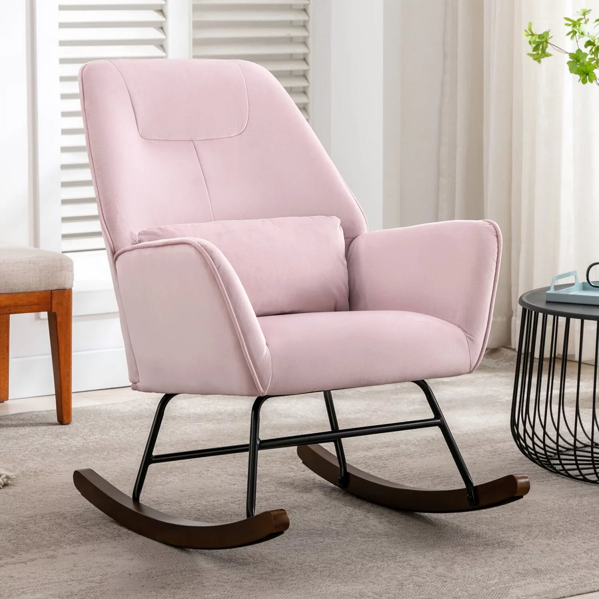 Pink Upholstered Rocking Chair A1388