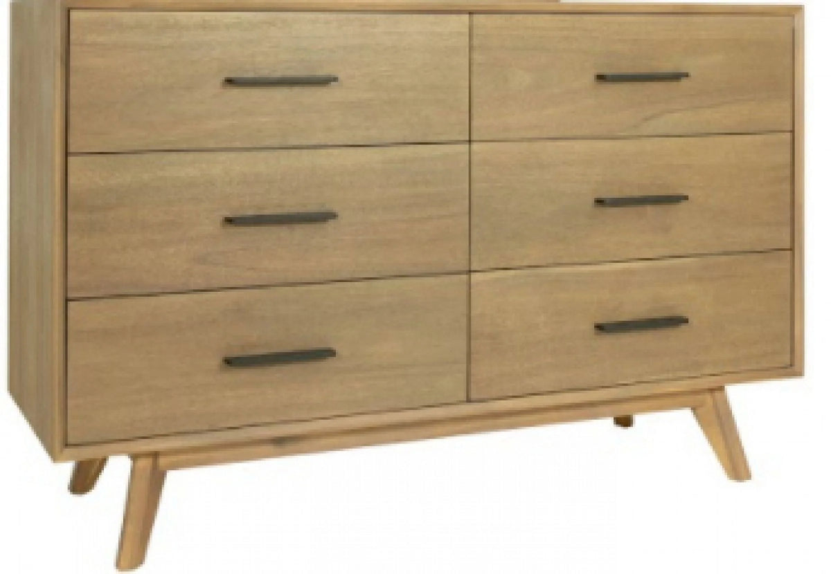 Walnut Solid Wood Six Drawer Double Dresser D445127