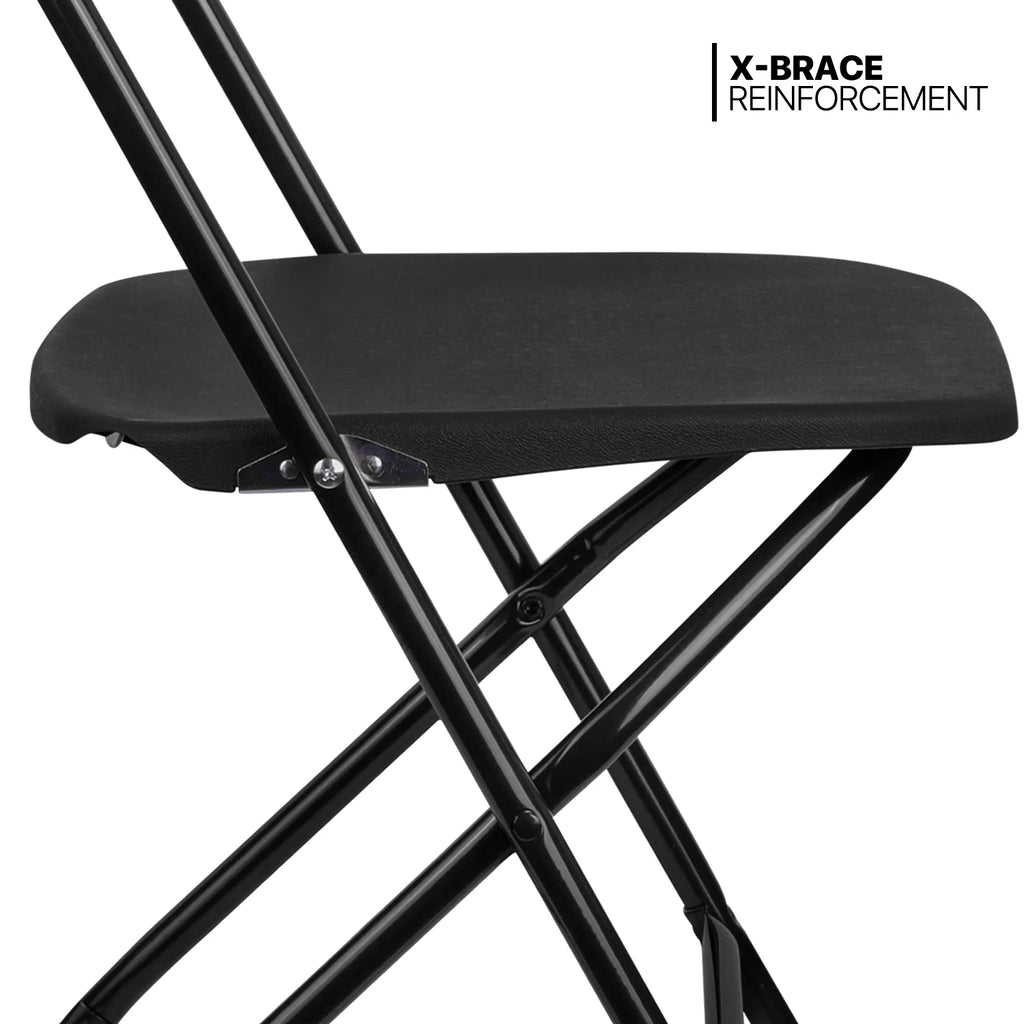 11 Pieces 6 Ft Black Foldable Plastic Card Table and Chair Set Y60443
