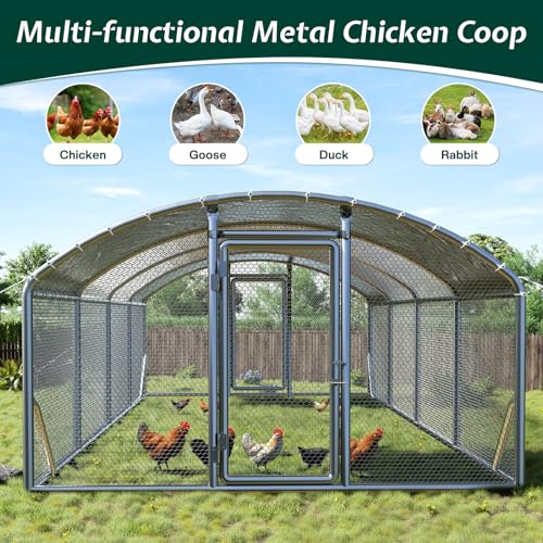 9x25.3x6.4 FT Walk-in Chicken Coop with PE Cover Z5923