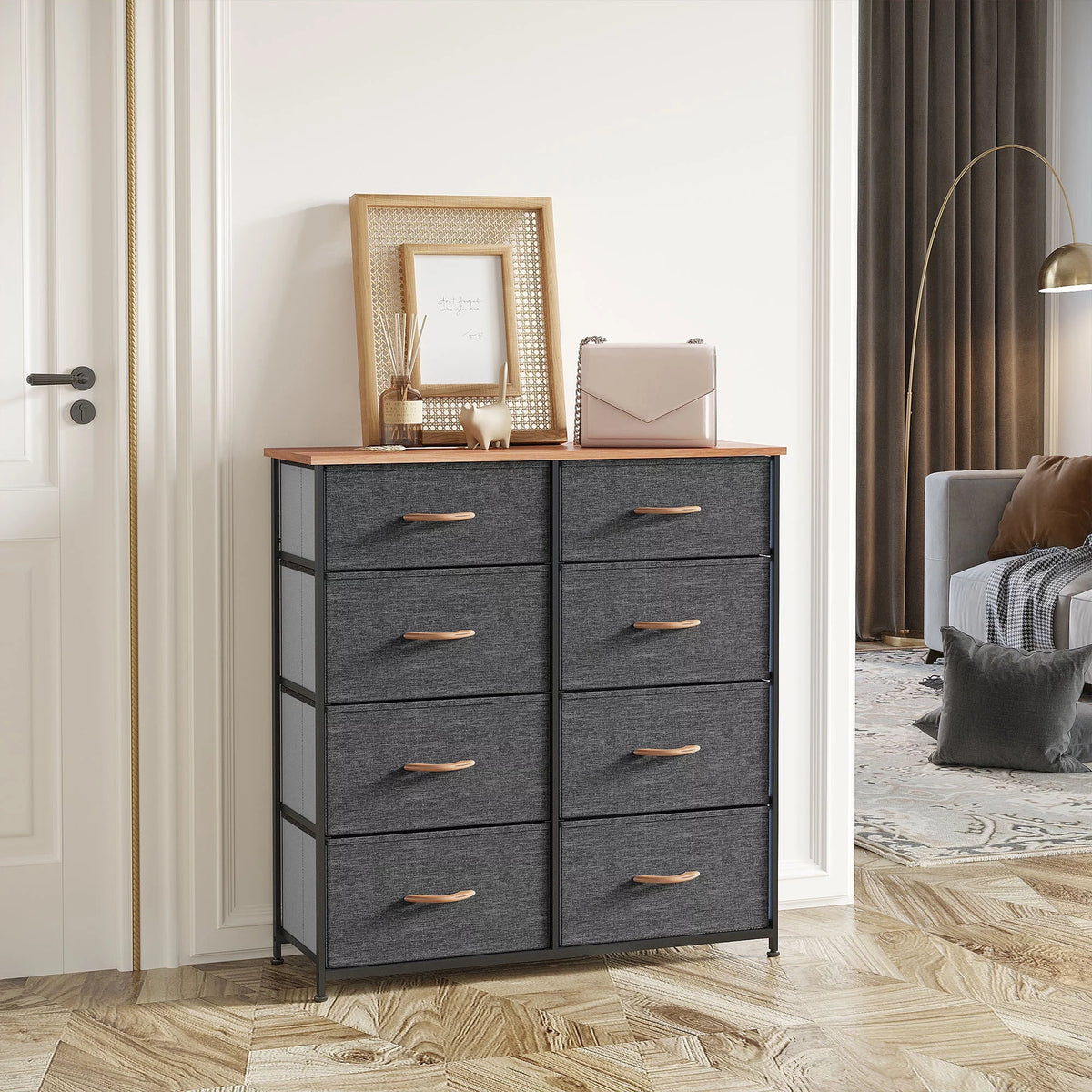 Dark Gray 8 Drawer Storage Dresser W587