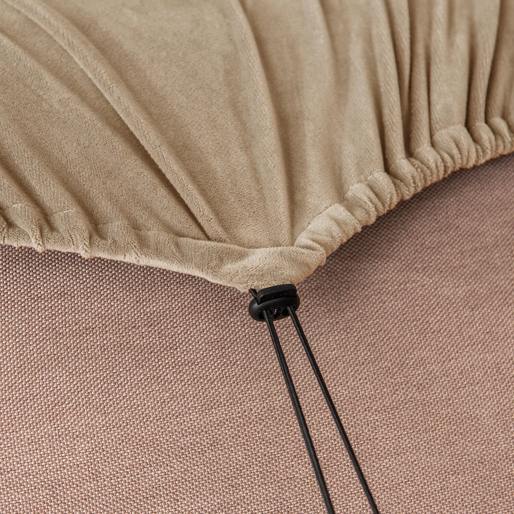 Khaki Velvet 5 Piece Stretch Sofa Cover A632