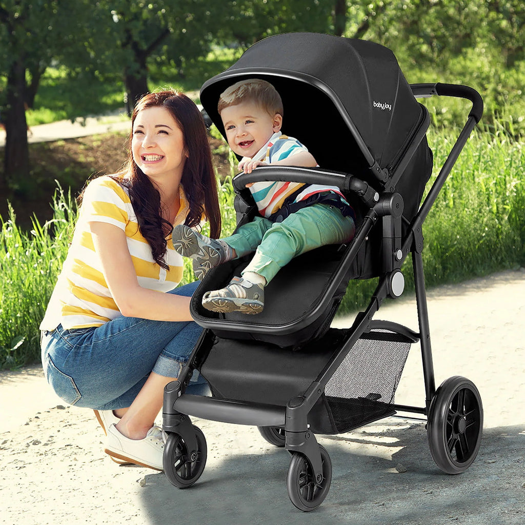 2 In 1 Foldable Baby Stroller Black D3236