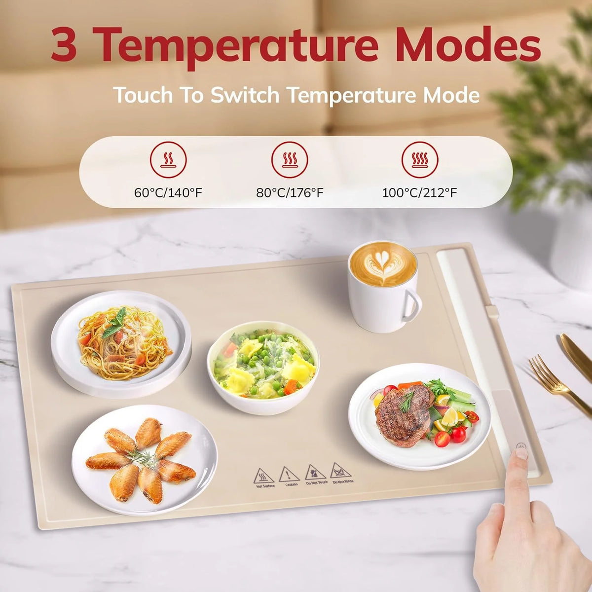 White Adjustable Temperature Foldable Electric Warming Tray H52250