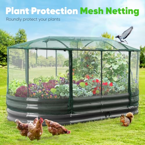 Galvanized Raised Garden Bed Kit with Self Watering System and Mesh Cover, 6x3x1Ft N108504